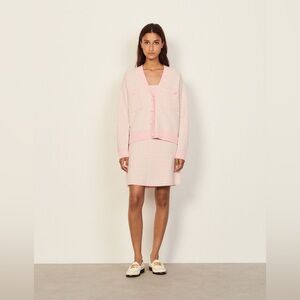 Sandro Short Coatigan In Fancy Tweed